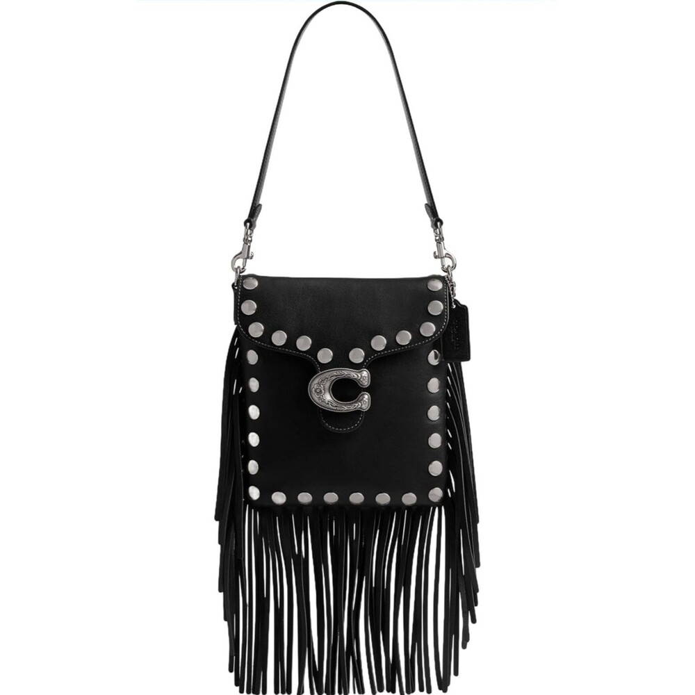 Coach Stevie Fringe Bag Black Leather /silver  WESTERN -NWT